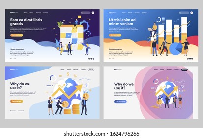 Set of business people building financial strategy. Flat vector illustrations of employees planning project. Financial analytics, planning concept for banner, website design or landing web page