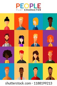 Set of business people, collection of diverse characters in flat cartoon style, vector illustration