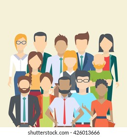 Set Of Business People, Collection Of Diverse Characters In Flat Cartoon Style, Vector Illustration