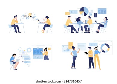 Set of business people concept illustrations. Flat design style vector for graphic and web design, business presentation and marketing material.