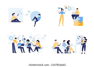 Set of business people concept illustrations. Flat design style vector for graphic and web design, business presentation and marketing material.