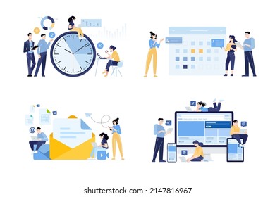 Set of business people concept illustrations. Flat design style vector for graphic and web design, business presentation and marketing material.