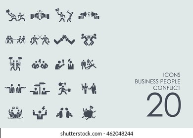 Set Of Business People Conflict Icons