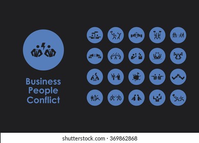 Set Of Business People Conflict Simple Icons