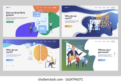 Set of business people developing digital project. Flat vector illustrations of office staff working on application. Brainstorming, development concept for banner, website design or landing web page