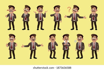 Set of business people with different emotion