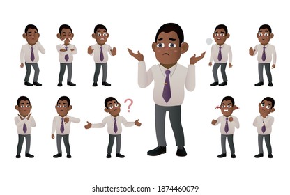 Set of business people with different emotion