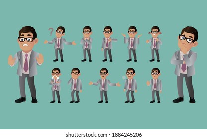 Set of business people with different emotion