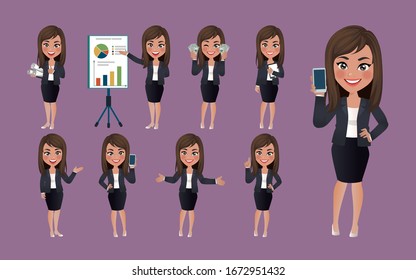 Set of business people with different poses