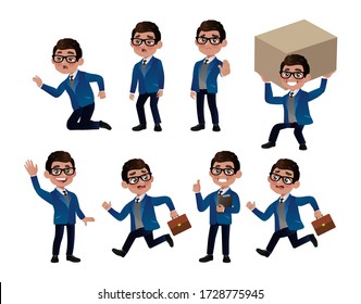 Set of business people with different poses