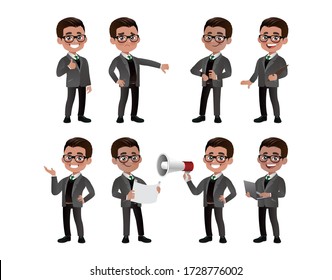 Set of business people with different poses