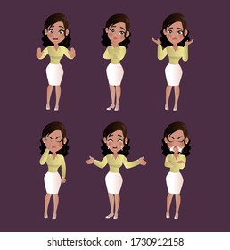 Set of business people with different poses
