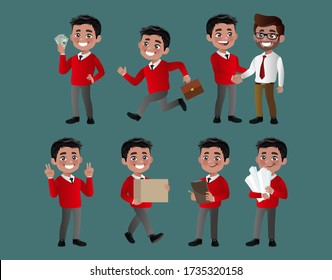 Set of business people with different poses