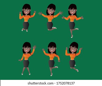 Set of business people with different poses