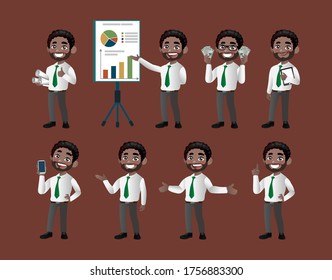 Set of business people with different poses