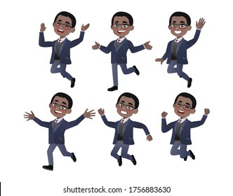 Set of business people with different poses