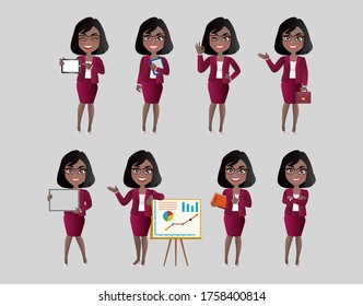 Set of business people with different poses