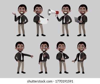 Set of business people with different poses