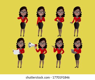 Set of business people with different poses