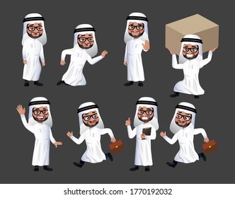 Set of business people with different poses