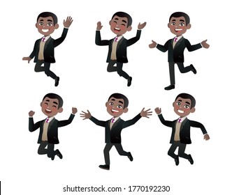 Set of business people with different poses