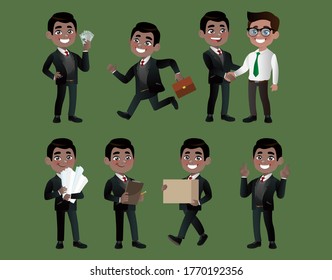 Set of business people with different poses