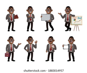 Set of business people with different poses
