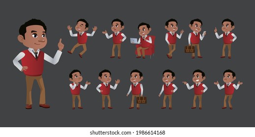 Set of business people with different poses