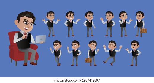 Grupo de empresarios con diferentes poses