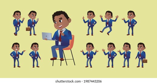 Set of business people with different poses