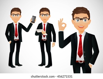 Set of business people with different poses