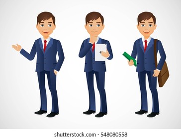 Set of business people with different poses