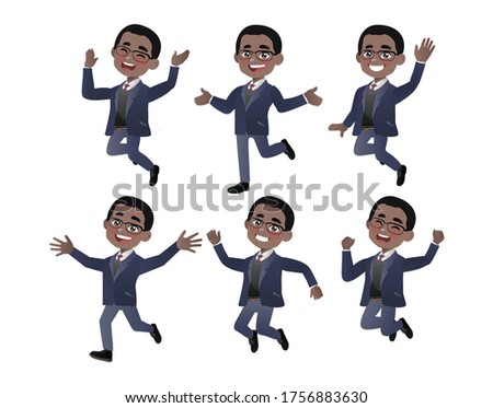 Set of business people with different poses