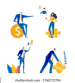 Set Business people in different situations