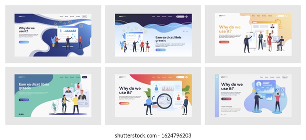 Set of business people evaluating personnel. Flat vector illustrations of men and women in suits assessing employees. HR and career concept for banner, website design or landing web page