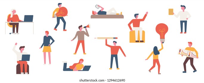 Set of business people flat icons. Flat style modern vector illustration.