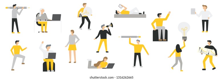 Set of business people flat icons. Flat style modern vector illustration.