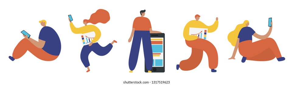 Set of business people flat icons. Flat style modern vector illustration.