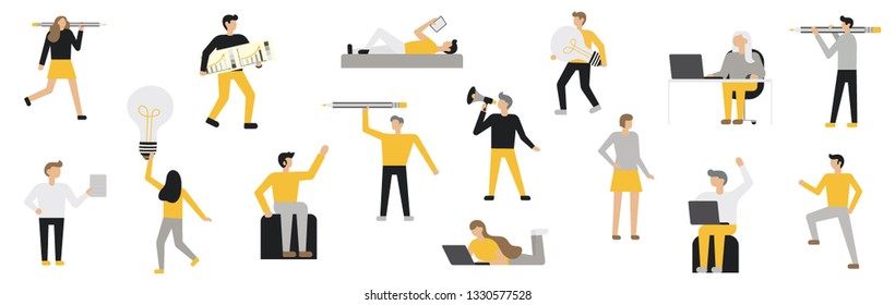 Set of business people flat icons. Flat style modern vector illustration.