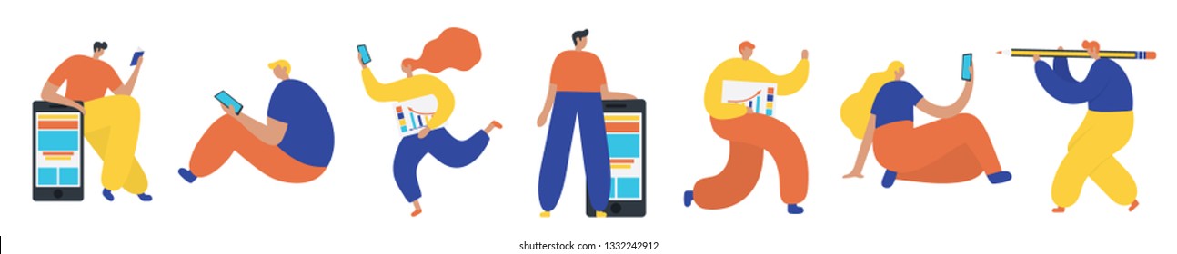 Set of business people flat icons. Flat style modern vector illustration.