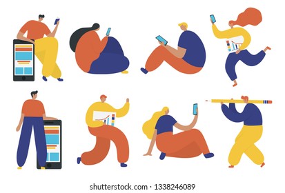 Set of business people flat icons. Flat style modern vector illustration.