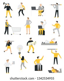 Set of business people flat icons. Flat style modern vector illustration.