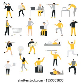 Set of business people flat icons. Flat style modern vector illustration.