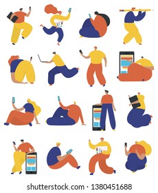 Set of business people flat icons. Flat style modern vector illustration.