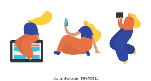 Set of business people flat icons. Flat style modern vector illustration.