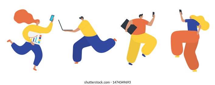 Set of business people flat icons. Flat style modern vector illustration.