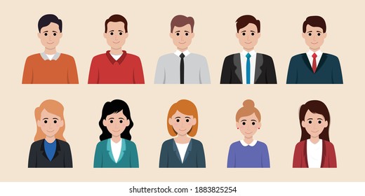 Set Business People Flat Style Stock Vector Royalty Free 1883825254