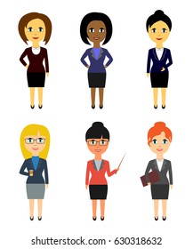 Set of business people in flat style isolated on white background