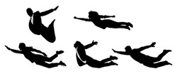 Set Of Business People Flying Floating Silhouettes