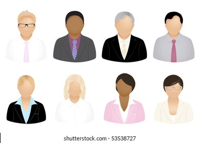 Set Of Business People Icons, Isolated On White
